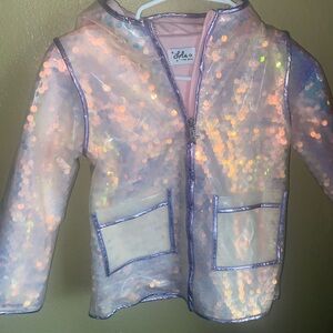 Lola + The Boys Iridescent Sequin Raincoat